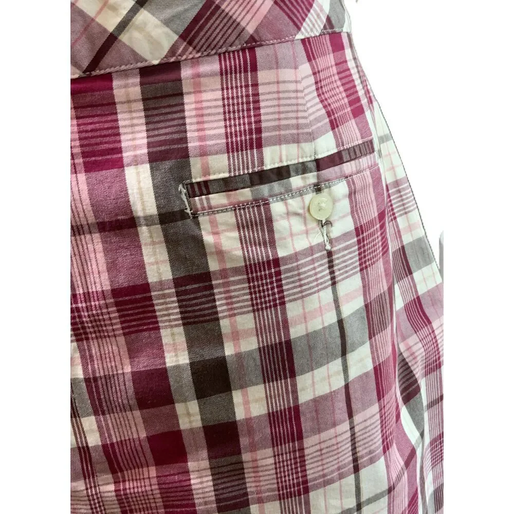 Lady Hagen Womens Pink Plaid Knee-length Stretchy‎ Preppy Academia Skort Medium